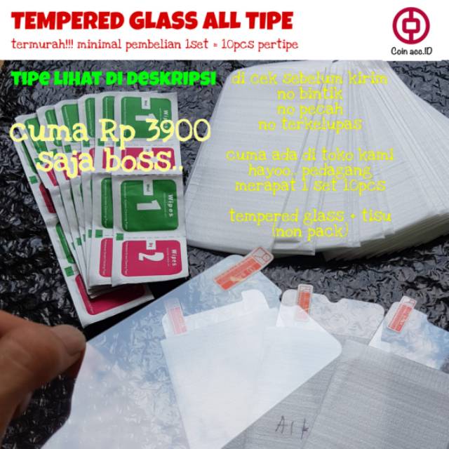 TEMPERED GLASS REALME OPPO VIVO XIAOMI SAMSUNG [NON PACK KHUSUS GROSIR]