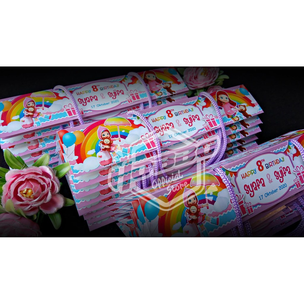 25x4 cm - Goodie Bag Plastik Ulang Tahun - Label Tas Snack Jajan Ultah Custom-6