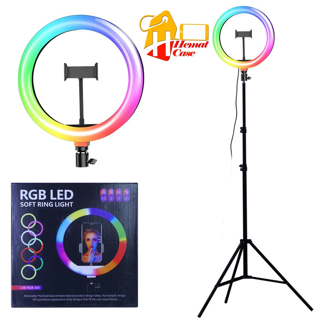 LED Ring Light RGB Rainbow  30 CM  26 cm + TRIPOD MINI BESI TRIPOD STAND  Tripod 2.1m