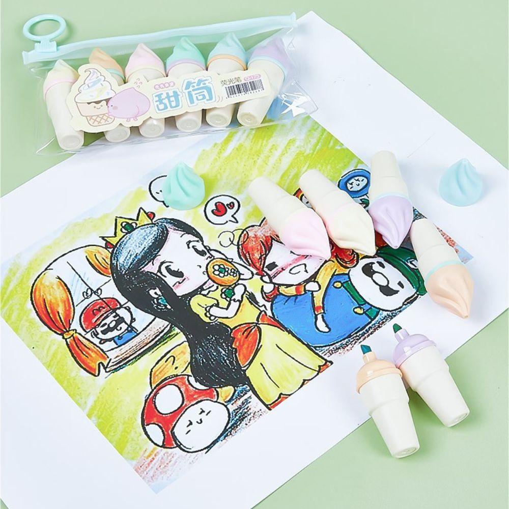 Mxbeauty Stabilo Pen Set Mini Kawaii Es Krim Perlengkapan Kantor Perlengkapan Gambar Drift Botol Spidol