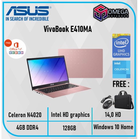 Laptop ASUS Vivobook E410MA  / L510MA N4020 4GB 128GB / 256GB 15.6 FHD Win10 + Office 365 Laptop Murah Untuk sekolah-ROSE GOLD 128GB SSD