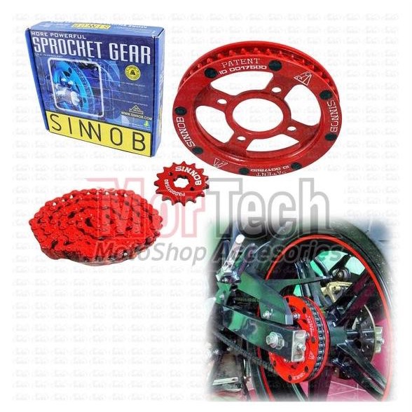 Sinnob Gir Gear Set dan Rantai Motor Colour Chain CB150R NEW Merah