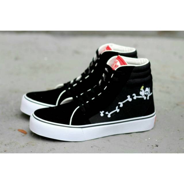 SEPATU VANS SK8 AUTHENTIC MOTIF TULANG TALENG HITAM PUTIH CASUAL FORMAL SANTAI