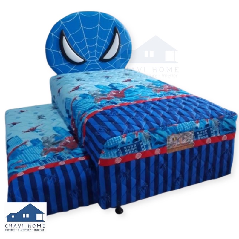 set springbed 2in1 sorong premier spring bed spiderman tempat tidur kasur anak garansi pir 10 tahun 