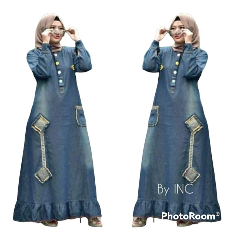 GAMIS TAMBAL JEANS KEKINIAN 2022 // DRESS JEANS MAXI // GAMIS DENIM WANITA DEWASA