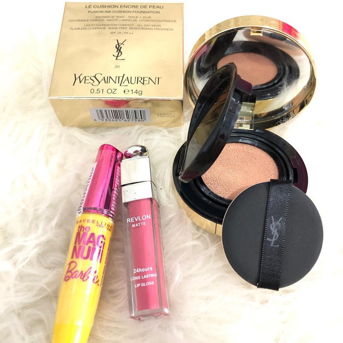 Cushion YvesSaintLaurent  Lipstick Revlon & maskara maybeline