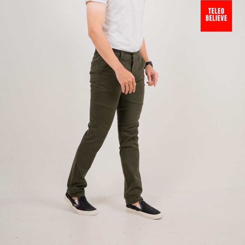 Celana Chino panjang pria premium bahan tebal original army crema hitam grey