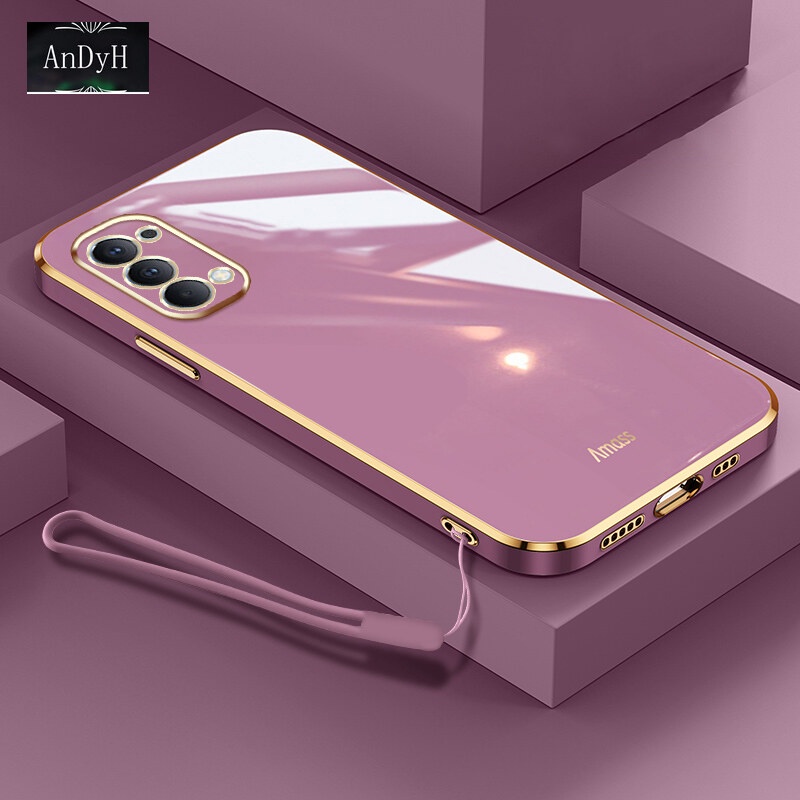 Case Bahan Silikon Dengan lanyard Untuk OPPO Reno 4 4G