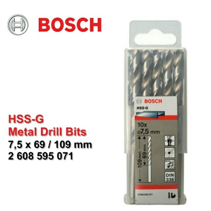 BOSCH Mata Bor HSS-G Metal Drill Bit 7.5 MM X 10 PCS