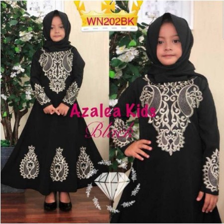 Baju Muslim Gamis Abaya Anak Syar'i / Abaya Anak Bordir HITAM / Gamis Anak Bordir / ashion Anak Gami