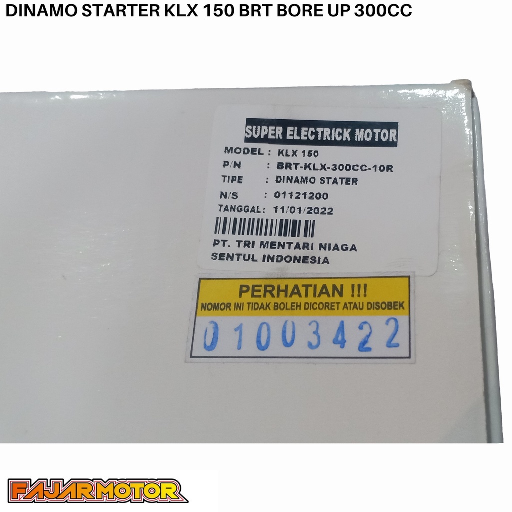 DINAMO STARTER KAWASAKI KLX HONDA CRF150 BRT BORE UP 300CC