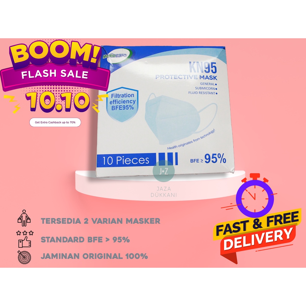 Masker KN95 Mediocare Anti Virus Filtraction Rate BFE 95%+- 10Pcs/Box Original