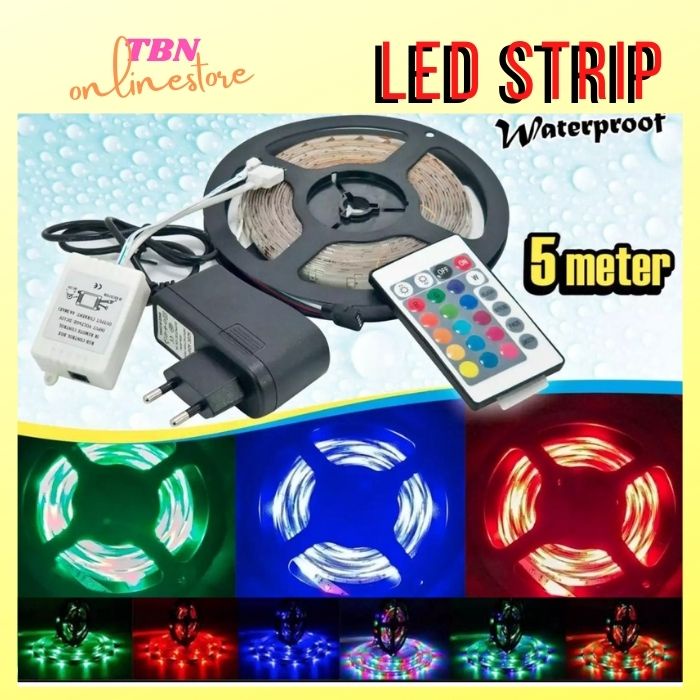 LAMPU LED STRIP RGB 5 Meter  - Lampu Hias Dinding Teras Tempel dengan remote