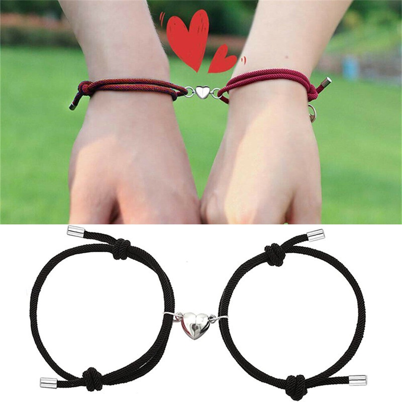 2 Pcs Gelang Cinta Pasangan Tali Kepang Magnetik Gaya Cina Untuk / Pria / Wanita