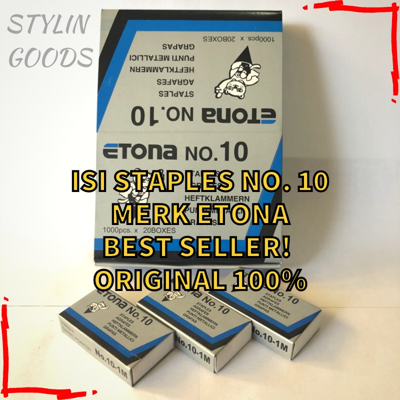 

ISI STAPLES STAPLER HEKTER NO 10 MERK ETONA ORIGINAL 100% TERMURAH READY COD