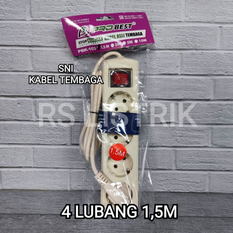 STOP KONTAK 4 LUBANG PLUS KABEL 1.5M SNI KABEL TEMBAGA