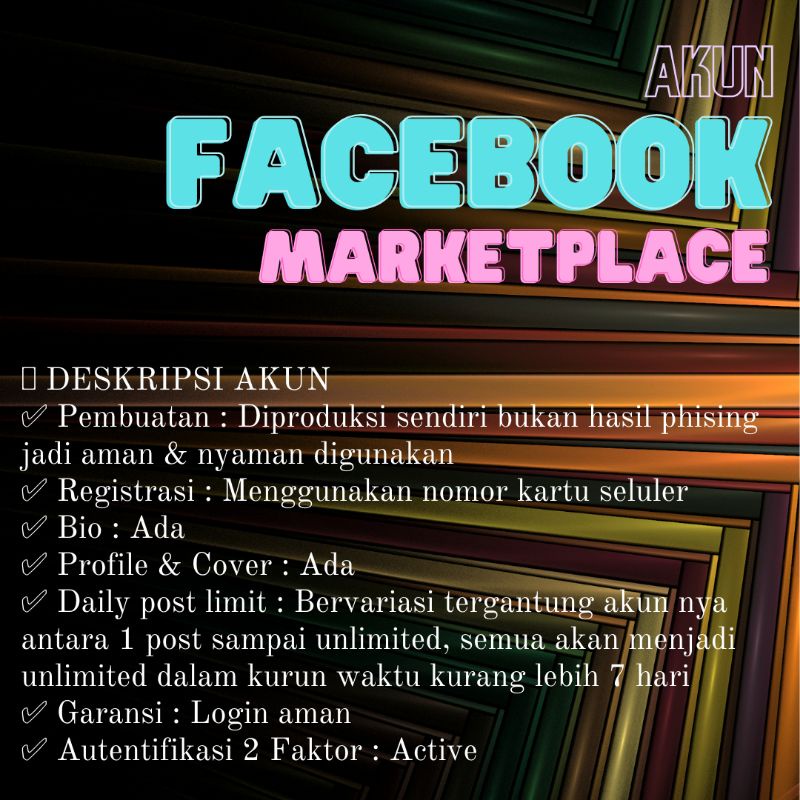 Akun Fb Marketplace Autentifikasi 2F aktif