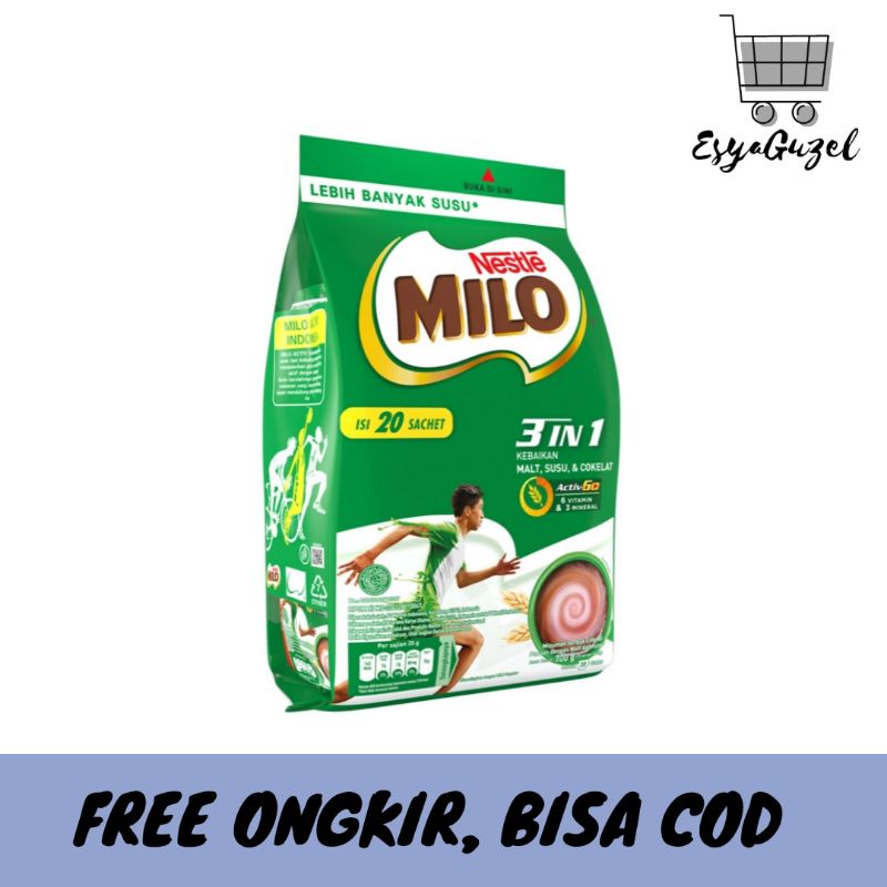 

Milo 3 in 1 Activ-Go Polybag isi 20 sachet x 35 gram