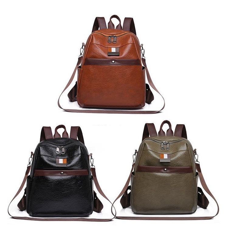 BJ16647 - BLACK/BROWN/GREEN - TAS RANSEL WANITA FASHION IMPORT MODIS ELEGAN TERMURAH TERLARIS BAGSTORE JAKARTA TAS BATAM EL6647 LT2153