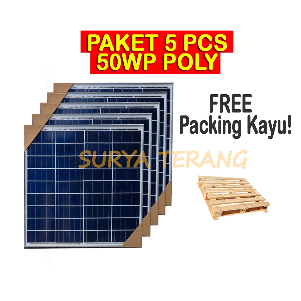 Jual Paket 5pcs Solar Panel 50wp Poly Panel Surya 50wp Poly ...