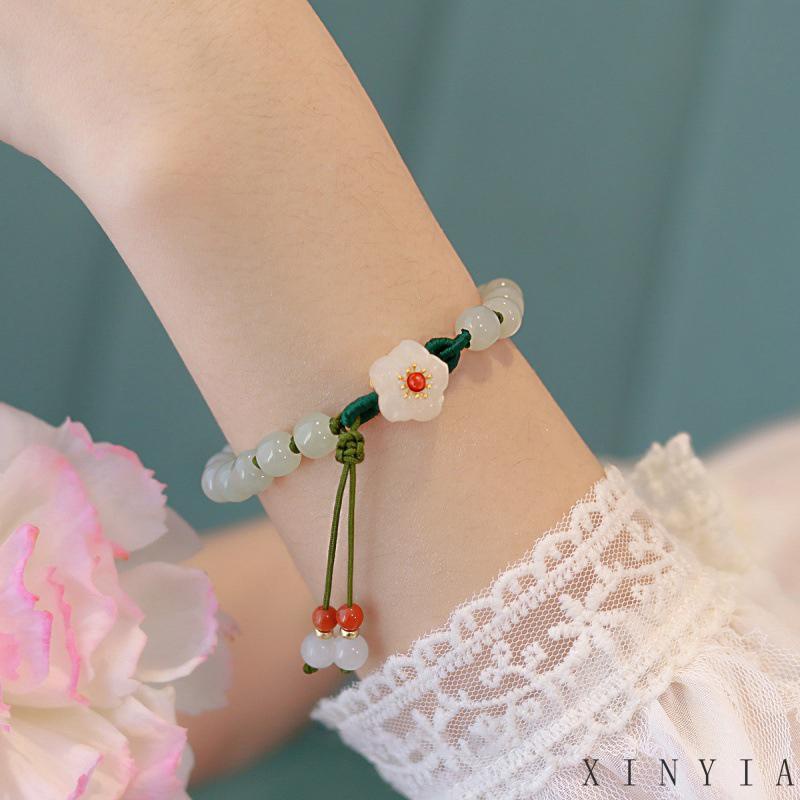 Gelang Manik-Manik Giok Peach Blossom Untuk Wanita