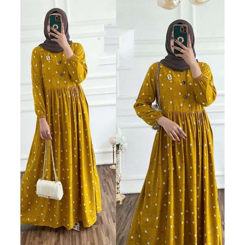 MINI FLOWERS DRESS / GAMIS RAYON MOTIF BUNGA / GAMIS RAYON / GAMIS JUMBO BUSUI / BUSANA MUSLIM TERBA