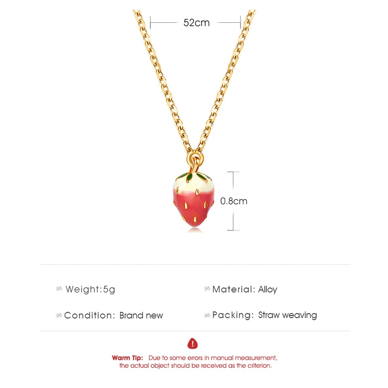 Kalung Rantai Pendek Dengan Liontin Strawberry Lucu Gaya Korea Untuk Wanita