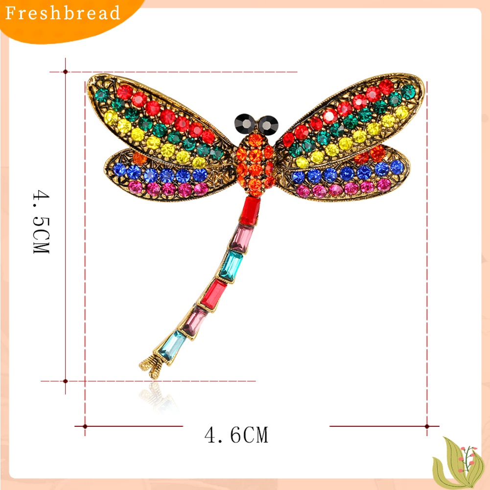 [ TERLARIS]Women Vintage Multicolor Rhinestone Dragonfly Insect Scarf Accessory Brooch Pin