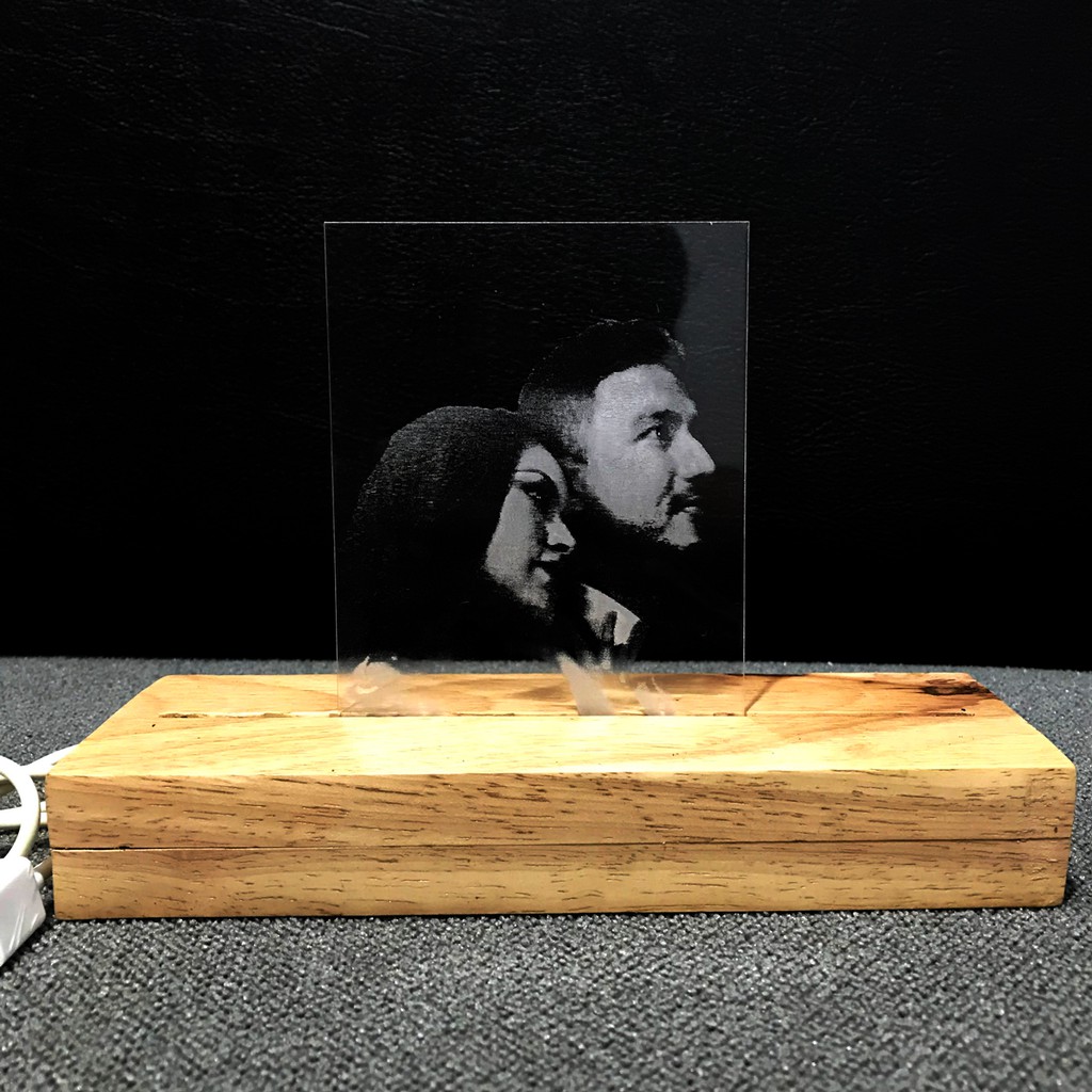 Stand Based Wood Acrylic / dudukan tatakan foto led lampu kayu akrilik (TANPA FOTO)