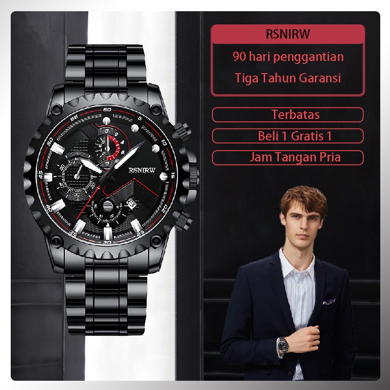 COD✔ Jam Tangan Pria RSNIRW Luxury Metal Sport Quartz Business Casual Watch Kode 5757