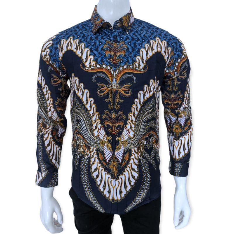 RICARDO kemeja batik biru lengan panjang dbritano 22240