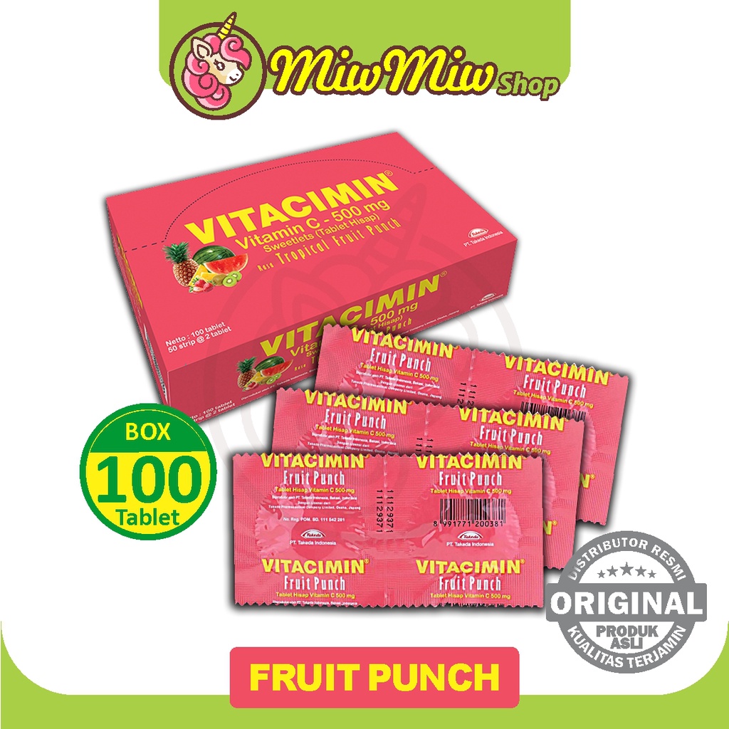 Vitacimin (Tablet Hisap Vitamin C 500 mg.) 1 box isi 100 tablet