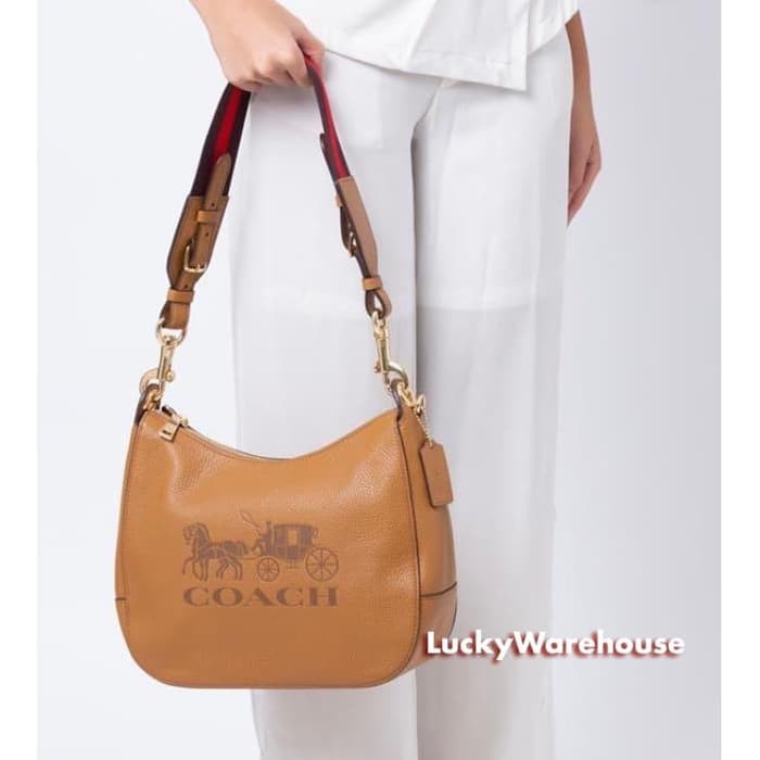 Coach Jes Leather Hobo Brown - Ori 100%