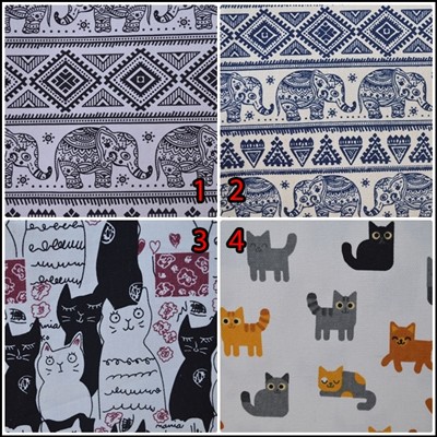 [asj] KAIN KANVAS MOTIF KARAKTER GAJAH DAN KUCING METERAN Ukuran 0.5 meter / KAIN Kanvas Meteran