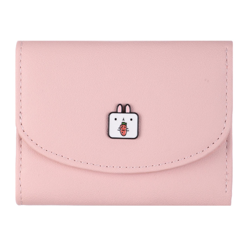 MINISO Dompet Wanita Pendek Kecil Lipat Simple Motif Binatang Lucu Karakter-New Pink