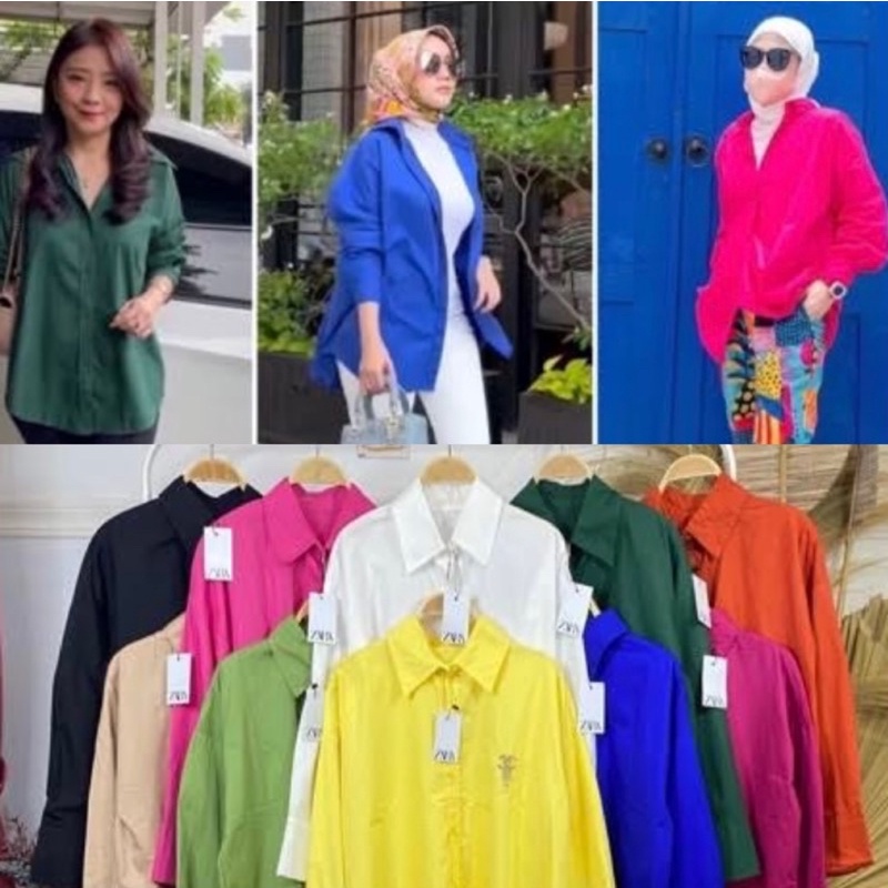 KEMEJA ZARA BASIC OVERSIZED SHIRT - Katun Strech/ Katun Poplin/ Katun Linen TERHITS 2022