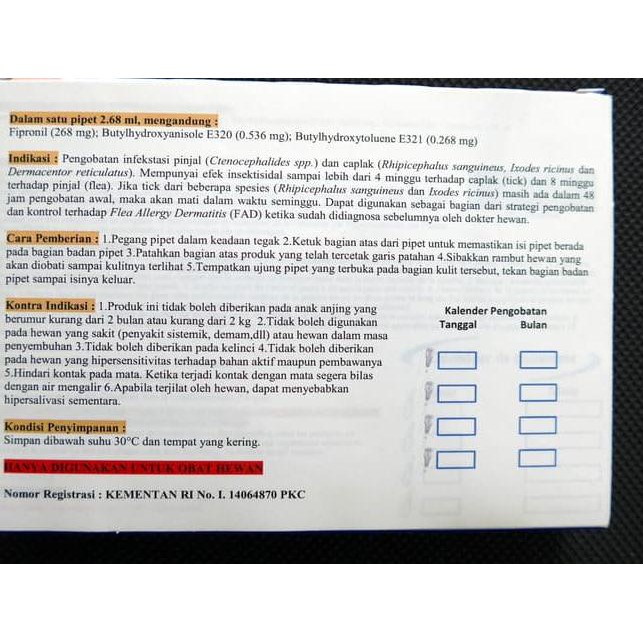 Flash Sale Obat Kutu Anjing Virbac Effipro Spot On 268 Mg 20 40