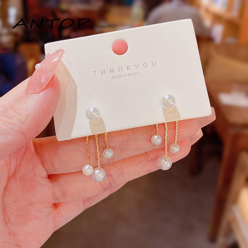 Anting Tusuk Gantung Sterling Silver 925 Hias Mutiara Untuk Wanita