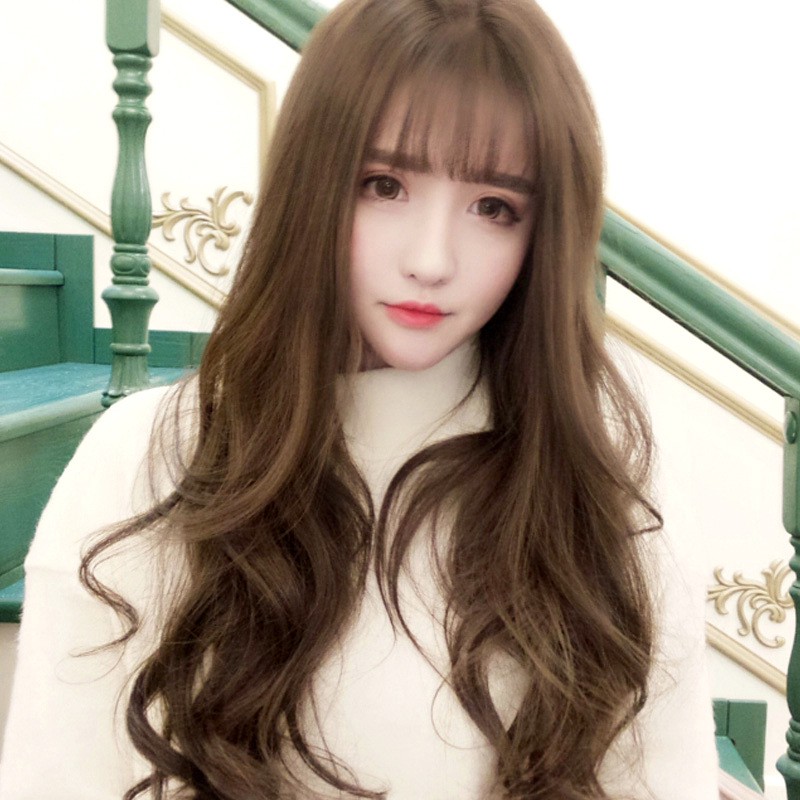 WDA-12 standar wig daily lolita rambut palsu panjang wavy curly gelombang poni