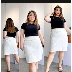 Rok Span Pendek Jumbo 3/4 Bahan Scuba Premium~rok pendek wanita