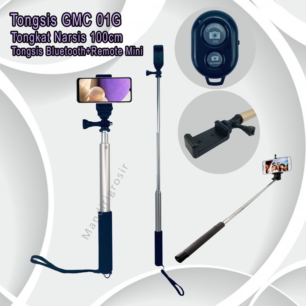 Tongsis 01G *Tongsis GMC * Tongkat Narsis * Tongsis Bluetooth+Remote Mini