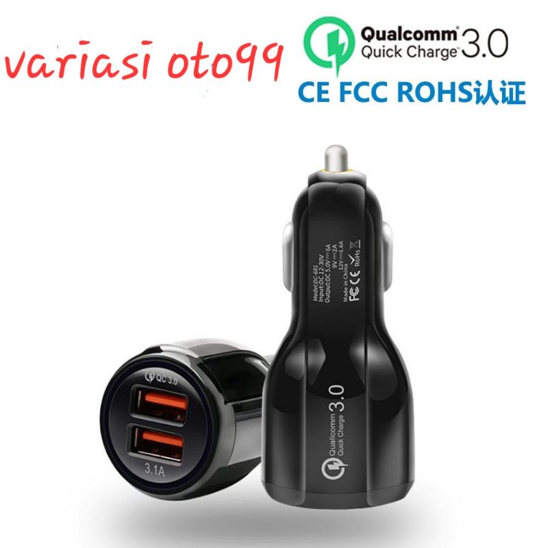 Car Charger Colokan Mobil 2 Port QC 3.0/3 1A