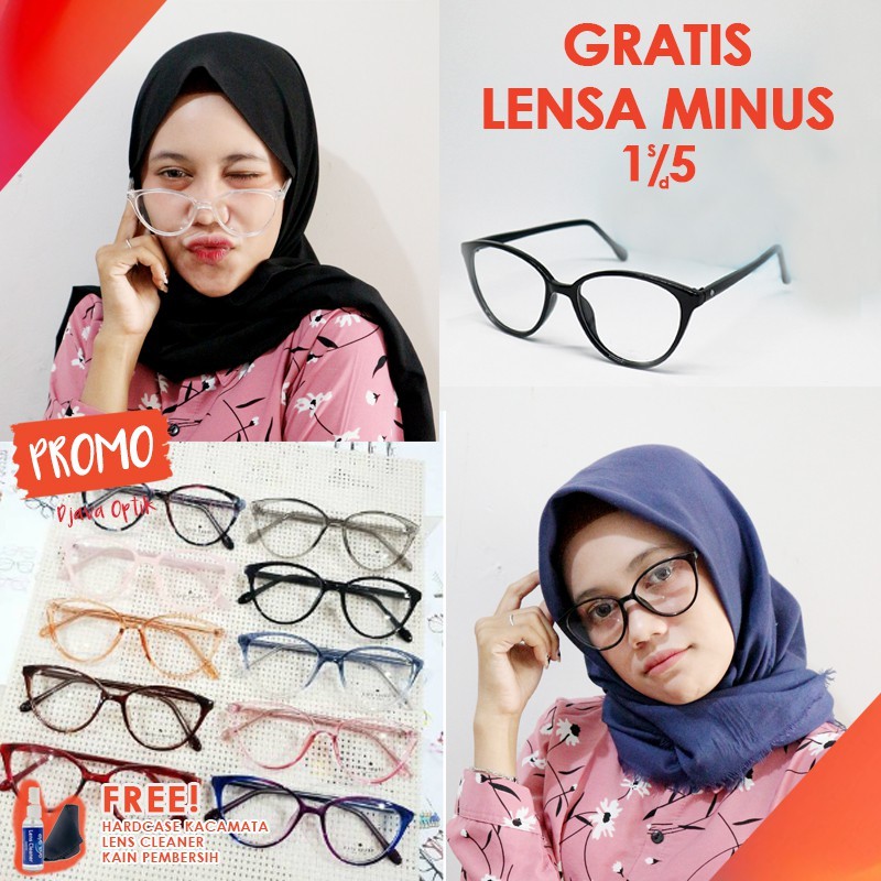 Kacamata murah model Cat Eye 608 Pria / Wanita Gratis Lensa Baca Anti Radiasi Murah Hp Uv