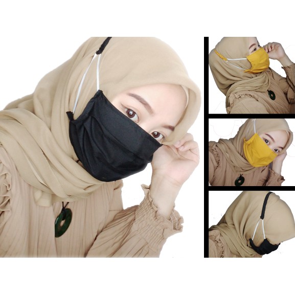 TOP SELLER Masker Kain Hijab Karet Kerut Headloop Non TOP SELLER Masker Kain Hijab Karet Kerut Headloop Non