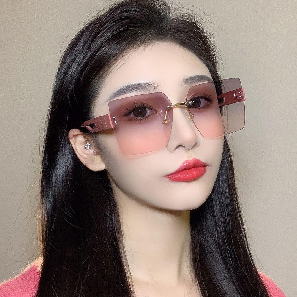 Mxbeauty Kacamata Hitam Kotak Gradien Warna Kaca Mata Anti Radiasi Untuk Wanita Perlindungan UV Pria Wanita Kacamata Anti Radiasi Untuk Wanita Sale Frameless Eyewear Women Glasses