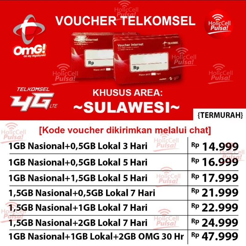 [TERMURAH] VOUCHER KUOTA TELKOMSEL AREA SULAWESI SESUAI ZONA AREA I BACA DESKRIPSI SAMPAI HABIS