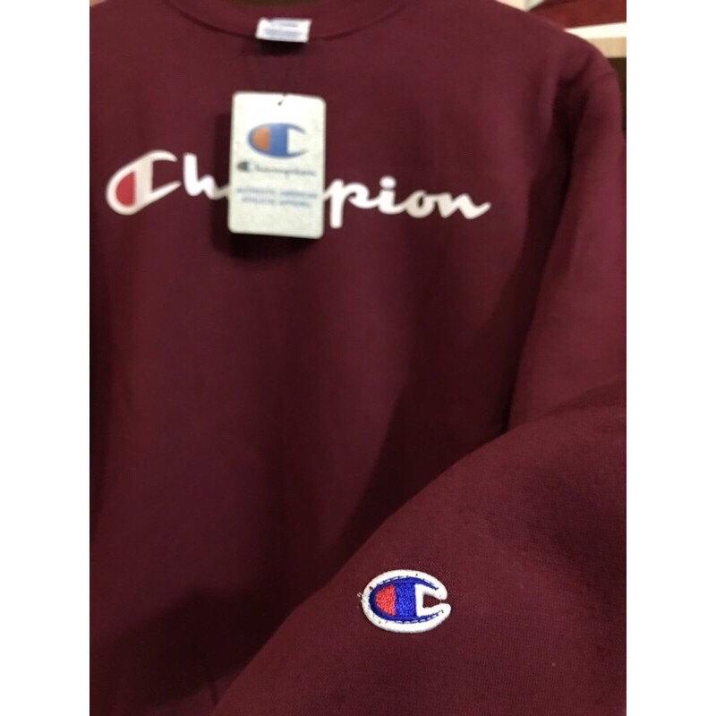 100% ORIGINAL CMT CREWNECK CHAMPION SCRIPT LOGO MAROON