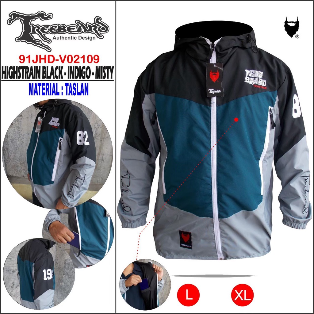 TERBARU ! JAKET HOODIE OUTDOOR TASLAN ANTI AIR WATERPROOF JAKET PRIA HIGHSTRAIN ORIGINAL TREEBEARD / JAKET MOTOR PRIA / JAKET PARASUT PRIA RAPPERWEAR TERBARU