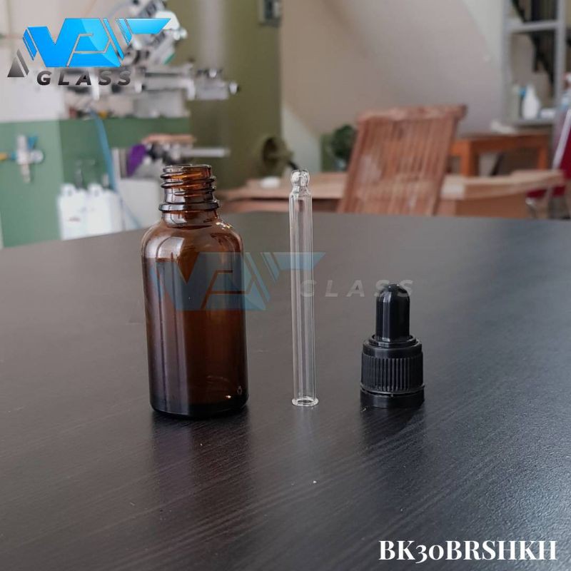 botol kaca pipet 30ml amber / coklat / botol serum 30ml /botol tetes 30ml