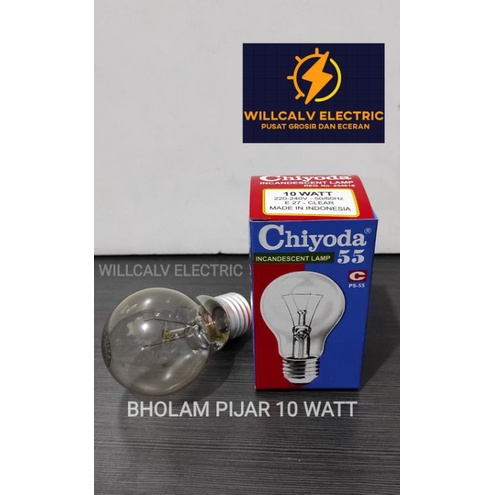 PAKET ISI 6 PC BOHLAM PIJAR CHIYODA 10W 10 WATT CLEAR / LAMPU BOHLAM PIJAR 10W 10 WATT CHIYODA E 27